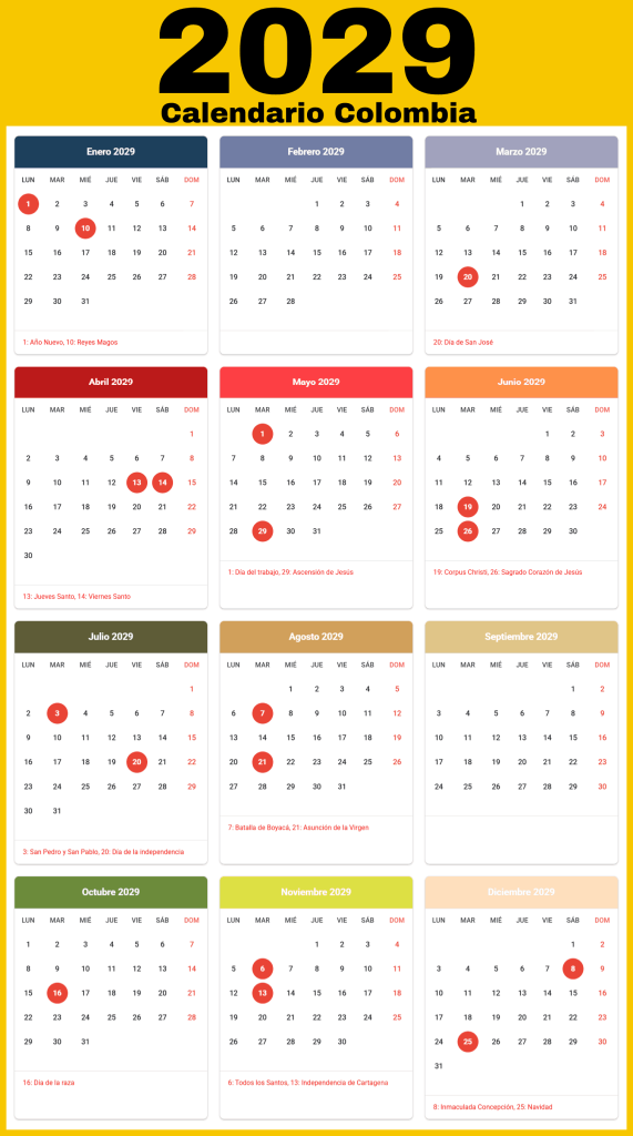 calendario 2029